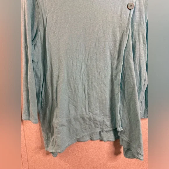 Habitat Blue Woman’s XL Cotton Long Sleeve Tunic Top Buttons Boho Scoopneck - Picture 2 of 8